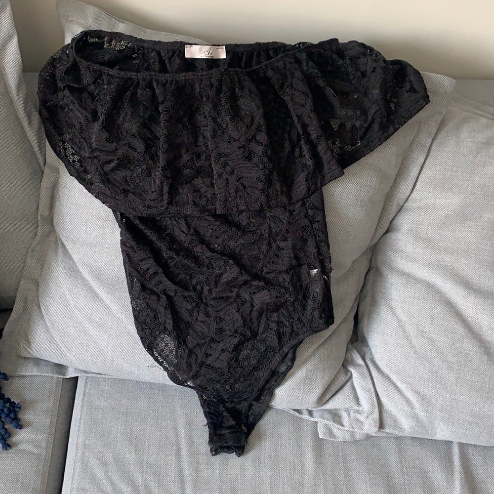 Lace off the shoulder bodysuit